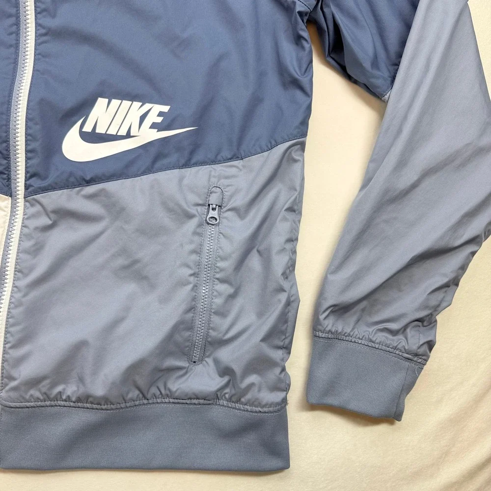Nike Sportswear Colorblock Windbreaker Hooded Jacket Blue White Youth XL Women S